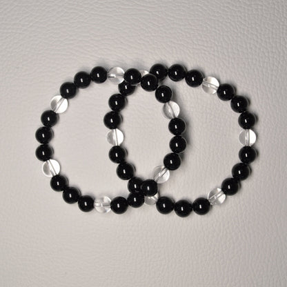 Schörl-Turmalin-Bergkristall Armband - 8mm